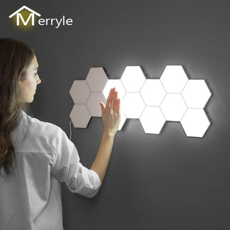 

Quantum Lamp Led Hexagonal Lamps Modular Touch Sensitive Lighting Night Light Magnetic Hexagons Creative Decoration Wall Lampara