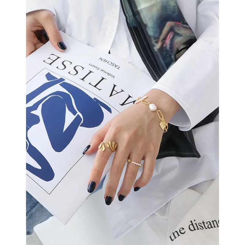 

Lily Jewelry Real Pearl Bracelet Keshi Pearl Baroque Pearl 925 Sterling Silver Heart Charm Bracelet Femme Jewelry