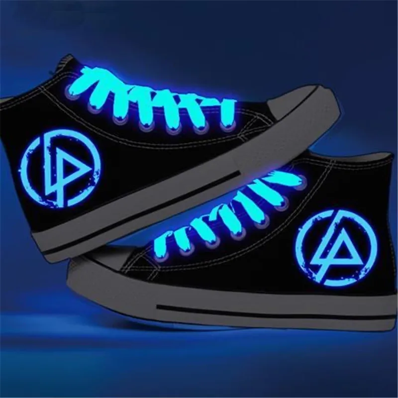 Linkin Park/светящаяся парусиновая обувь Мужская и женская на плоской подошве дышащие