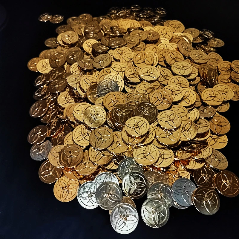 

5 шт./компл. Genshin Impact Gold Mora Coin Morax Cosplay Prop Accessories 2,5 см