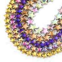 bluegoldpurple hematite natural stone 68mm pentagram star loose spacer beads for jewelry charm bracelet necklace making diy