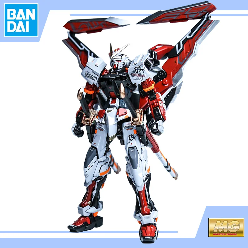 

BANDAI MG 1/100 Строительная металлическая цветная игрушка Gundam с апельсиновой красной рамкой, фигурки, подарки для детей, Модель для сборки