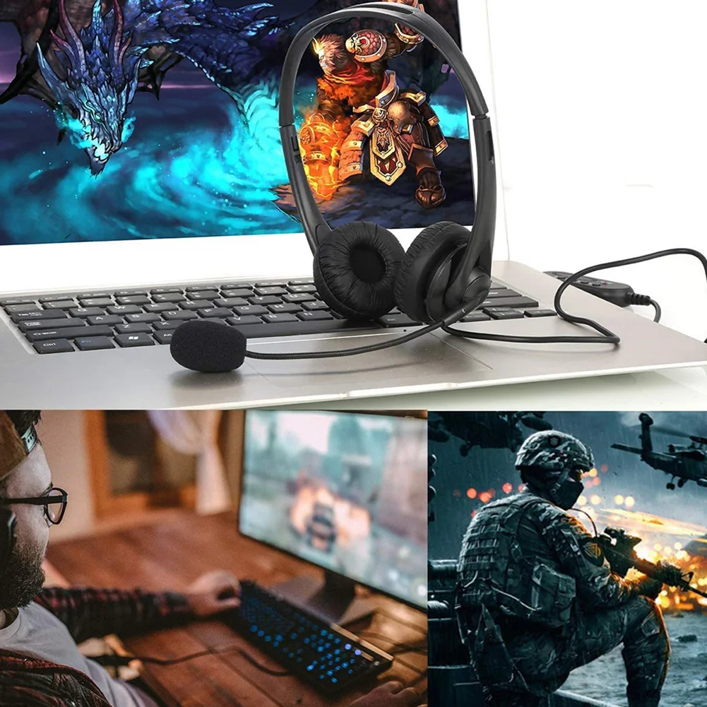 

USB Wired Computer Headset Suitable For Call Center Office Online Cellphone Line Control Headphone with Microphone Plug And Play