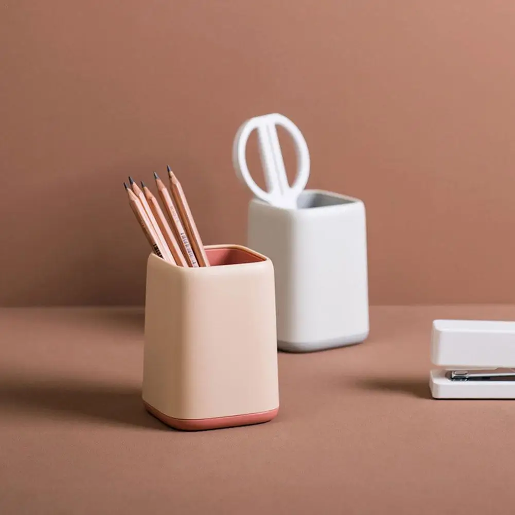 

Nordic Style Round Plastic Desktop Storage Cute Pen Office Decoration Supplies Multi-function Pen Storage Bucket Holder Box T5G6