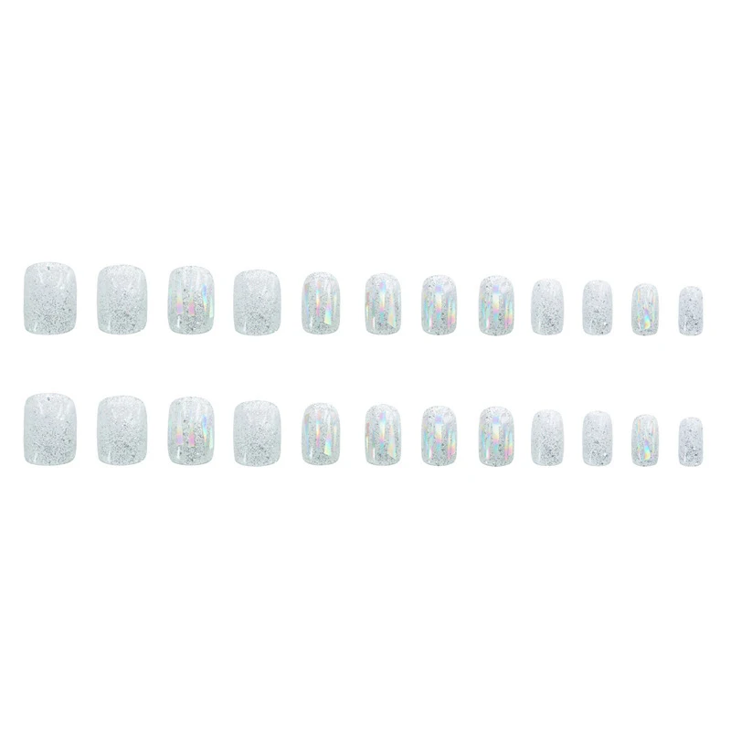 

Fake Nail Colorful Glittering Glass Wear Nail Art Finished Nail Pieces 24 Pieces of Nail Art Tape With Glue CIN6 899