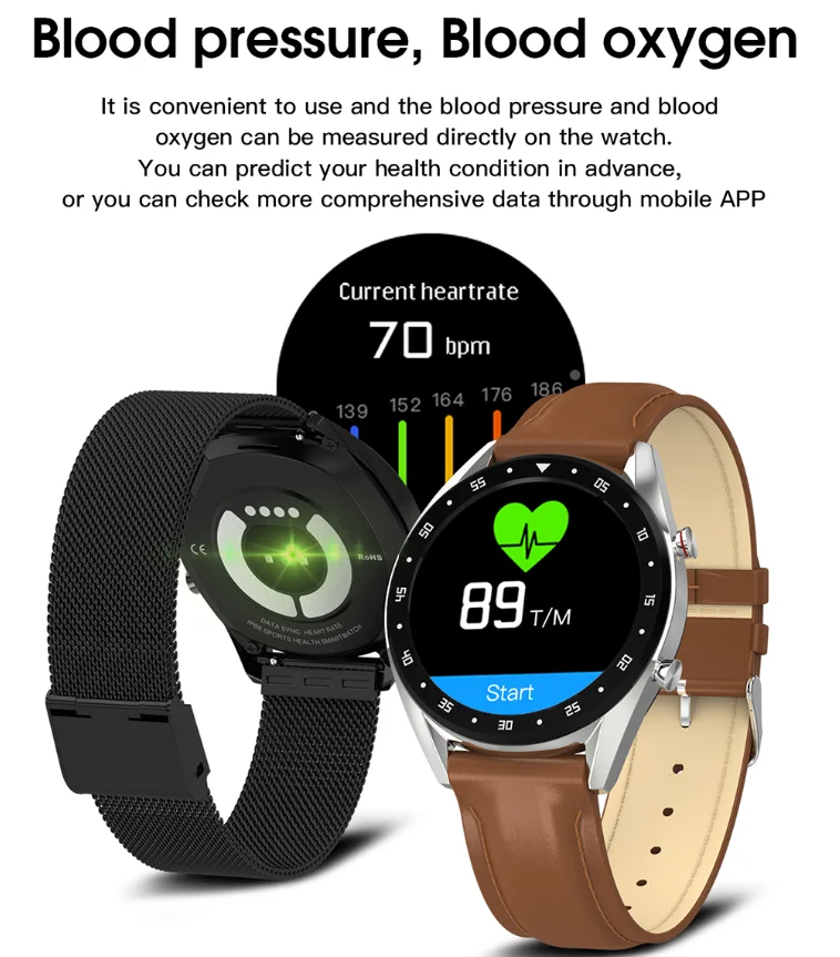Смарт часы L9 ECG женские круглые спортивные Bluetooth с функцией Мультитач поддержкой