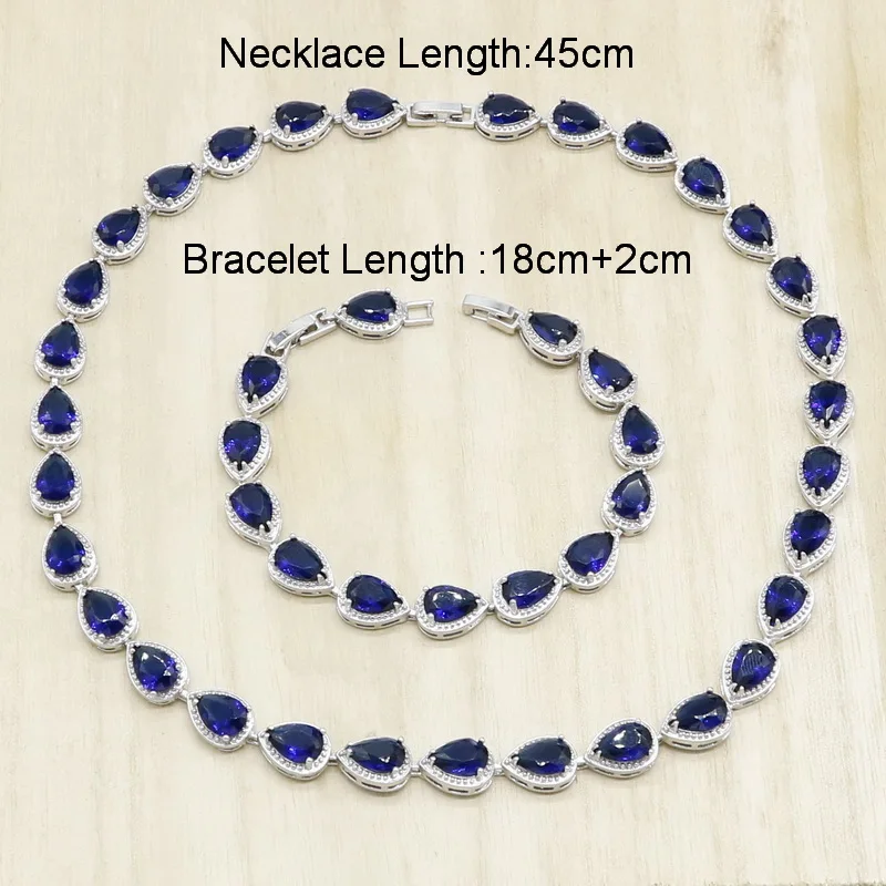 Королевский синий полудрагоценный серебряный цвет Ювелирные наборы для женщин