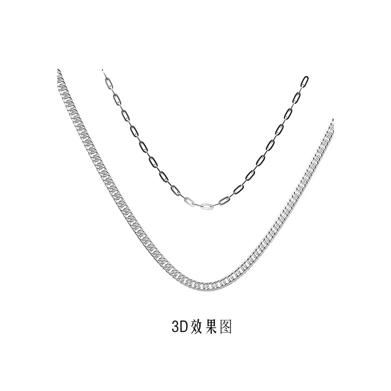 

Plain Necklace necklace for women women's neck chain Chain necklace Couple pendants necklaces 925 silver female
