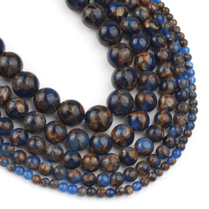Натуральный темно-синий перегородчатый камень круглые бусины-разделители