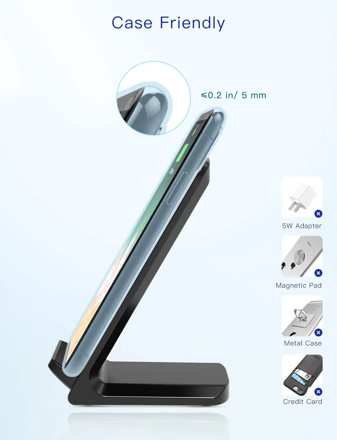 SooPii 2-Pack Беспроводное зарядное устройство, 10W Max Qi-сертифицированная Быстрая зарядка подставка и коврик для iPhone 11/11Pro/11Pro Max/XS Max/X и Galaxy