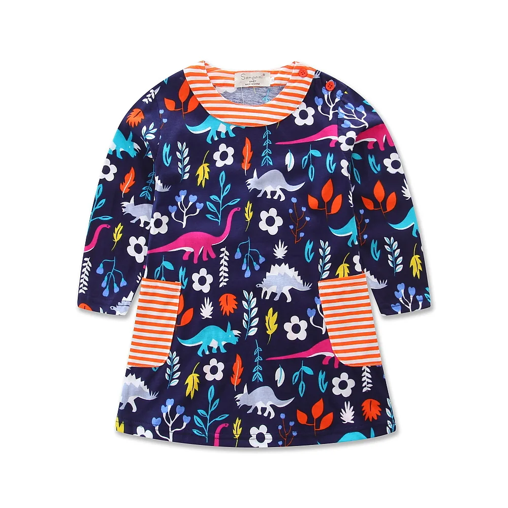

2020 spring and autumn girls printed long sleeves new school style dress