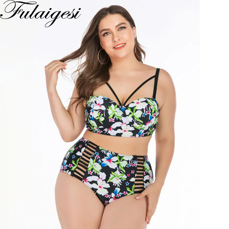 Комплект бикини из двух предметов размера плюс с цветочным принтом сексуальный