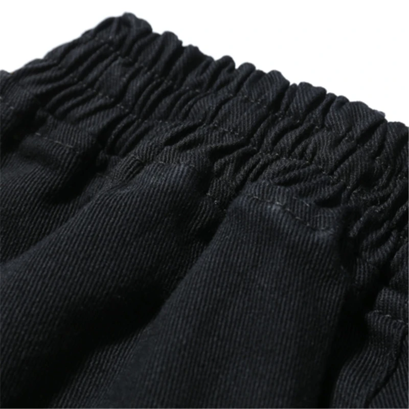 

Bebovizi Streetwear Hip Hop Ribbon Multi-pocket Black Webbing Men's Zipper Harem Cargo Pants Cotton Joggers Sweatpants Trousers