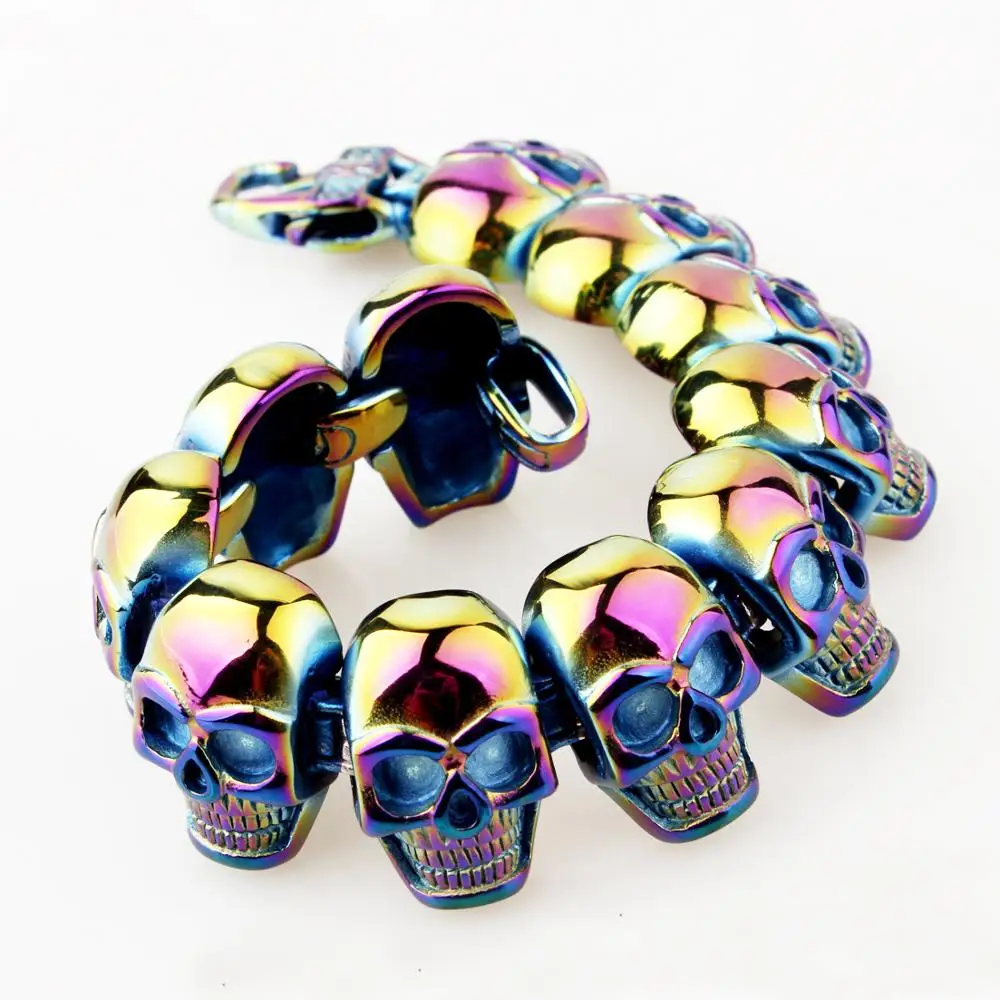 Мужской браслет из нержавеющей стали в стиле хип-хоп с черепом большой тяжелый