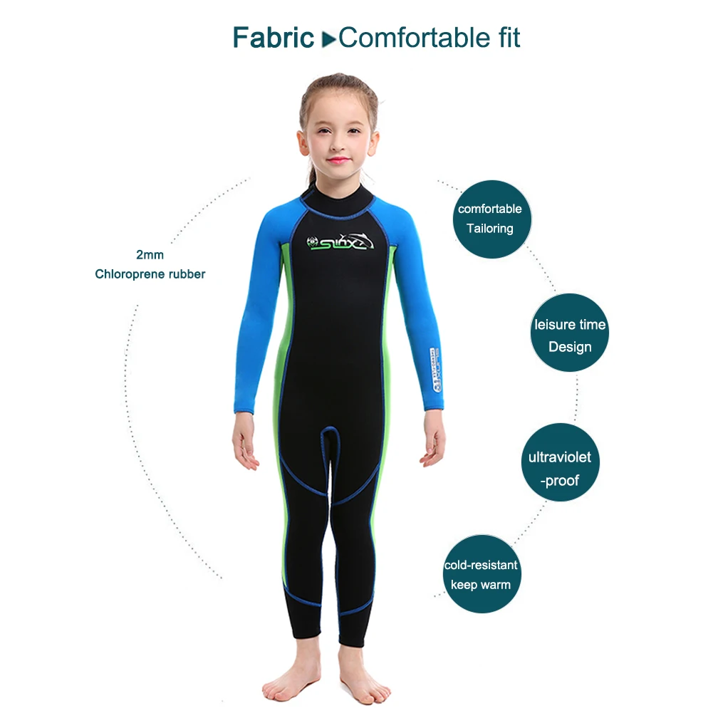 

2mm Neoprene Kids Wetsuits Swimming Diving Suits Long Sleeves Boys Girls Surfing Snorkel Children One Pieces Sports Wetsuits