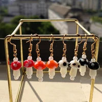 4pairset trendy simulation pearl mushroom drop earrings for women simple geometric dangle earrings set 2021 cute jewelry gift