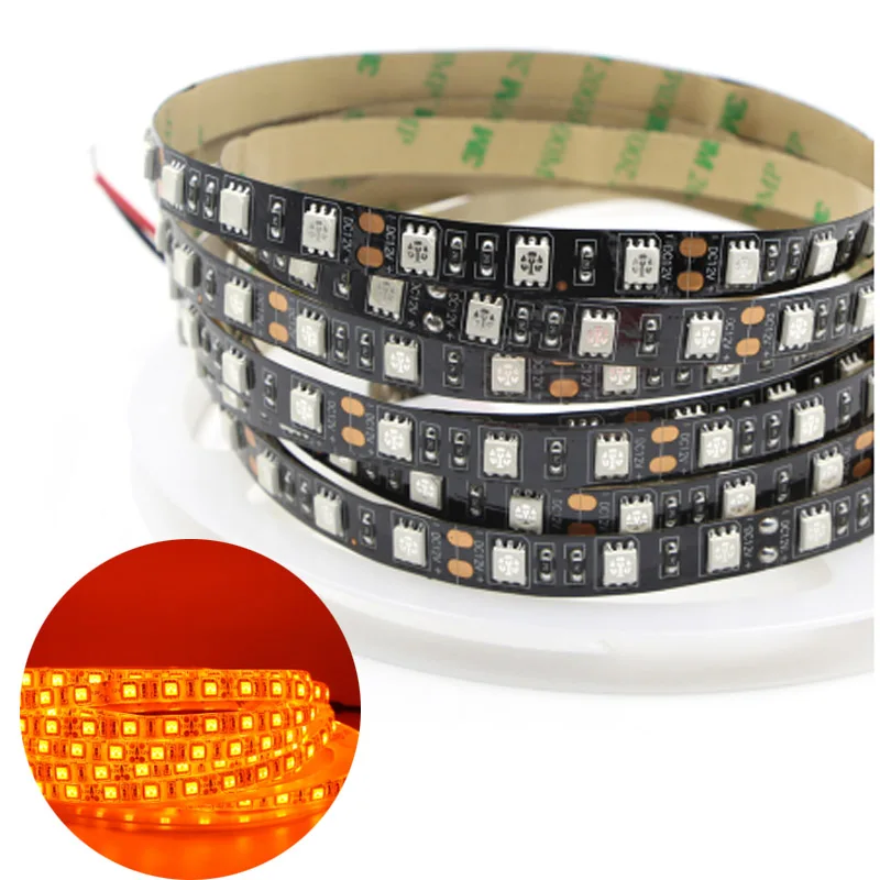 5050 60leds biack DC12V SMD 5050 3528 светодиодный световой бар оранжевый 600nm истинный Оранжевый Светодиодный луч светодиодный свет с веревкой свет 12 в коридор моделирующая лампа - Испускаемый цвет: 5050 60leds biack