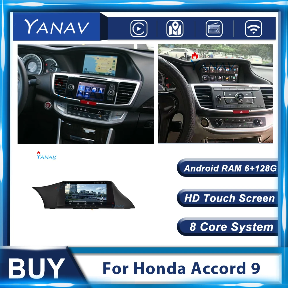 Система Android Мультимедийный MP3 плеер 2 Din Автомагнитола для Honda Accord 9 автомобильный