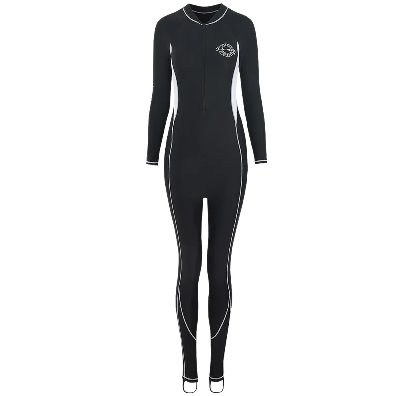 

Sbart Lycra One Piece Long Sleeve UPF 50+ Full Body Diving Wetsuit Rash Guard with cap women Vintage Swimwear Surfing Suit