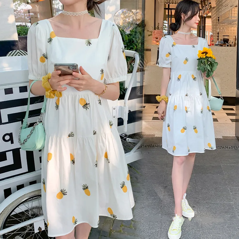

Summer New Korean Maternity Dresses Loose White Dress Maternity Clothes for Pregnant Casual Vestido Embarazada Dresses BE50DR