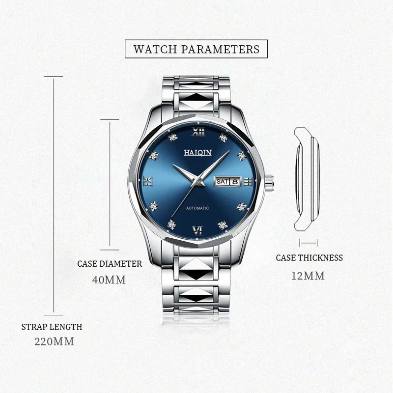 

HAIQIN New Mechanical Men's Watches Top Brand Luxury Automatic Watch Men Military Sports Waterproof Wristwatch Relogio Masculino