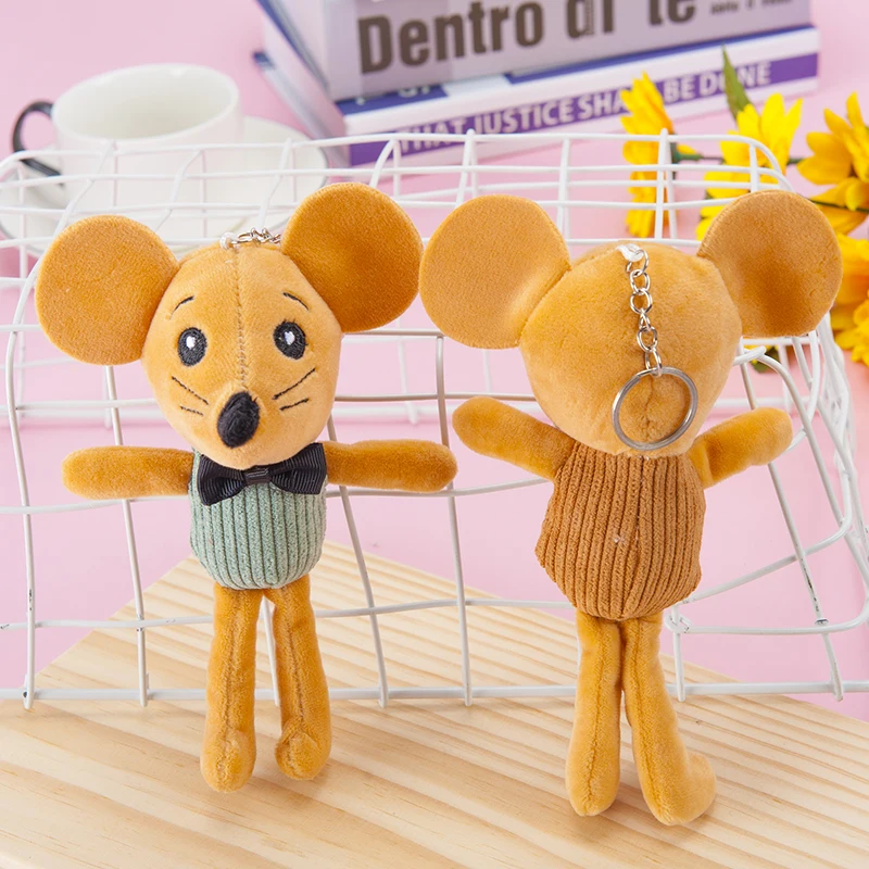 Подвеска-брелок с вертикальными полосками в виде коричневой мыши | Игрушки и