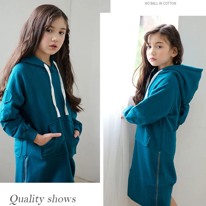 Платье для девочек-подростков с карманами Осень-зима 2020 Весенние длинные платья