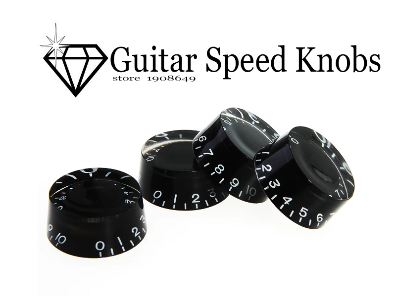 

4pcs/set Speed Knobs Guitar Parts 4PCS Speed Knobs Volume Tone Control Buttons Replacement Guitar Parts Black afinador guitarra