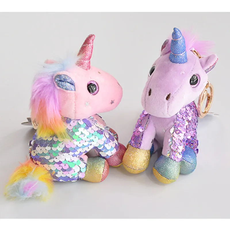 Новинка 2020 прямые продажи плюшевый брелок с пайетками и единорогом для рюкзака