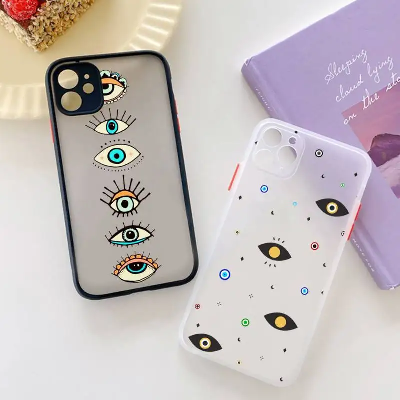

Evil Eye lucky girl eye Phone Case matte transparent For iphone 7 8 11 12 plus mini x xs xr pro max cover
