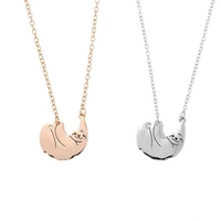 simple style kawaii sloth pendant necklaces for women girls fashion animal link chain charms choker collar jewelry party gifts