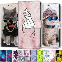 cute funny painted flip leather case on for samsung galaxy m12 m 12 m127 sm m127f f127g card slot wallet animal pattern cover