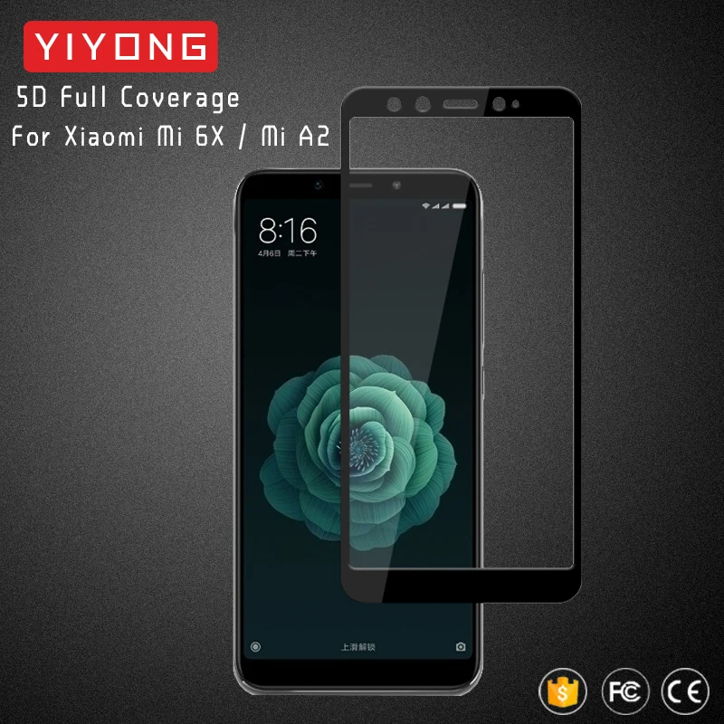 25 шт./лот YIYONG 5D полное покрытие стекло для Xiaomi Mi 6X Mi6x закаленное Xiomi A2 Защита экрана