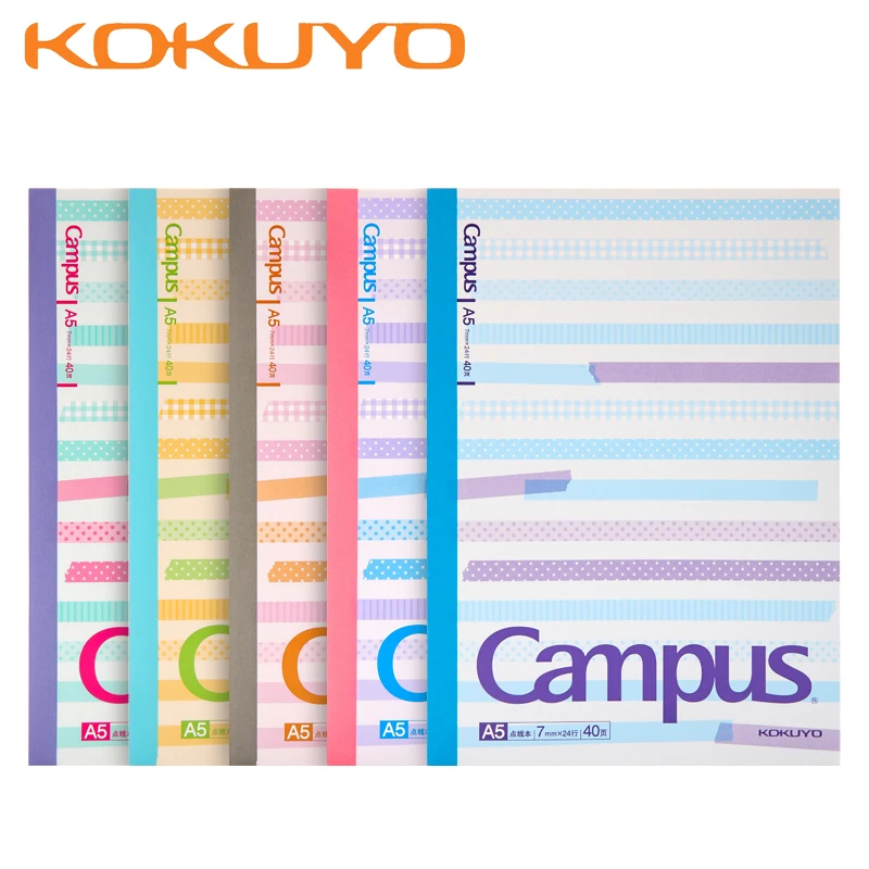 

5pcs KOKUYO Campus Notebook Point Line Book Student Notebook Stationery Notepad Soft Surface Diary Simple A5/B5 40 Sheets