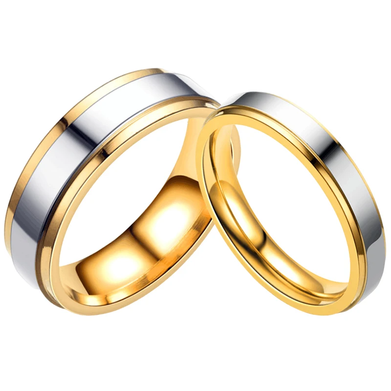

2021 New Fashion Simple Design 316L Stainless Steel Men's Matching Ring Set Couple Engagement Wedding Jewelry Women's Men Gift