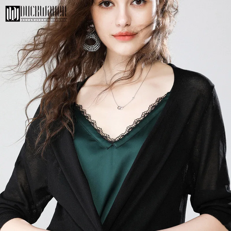 Длинный кардиган Duckwaver Женский вязаный свитер с длинным рукавом женские свитера