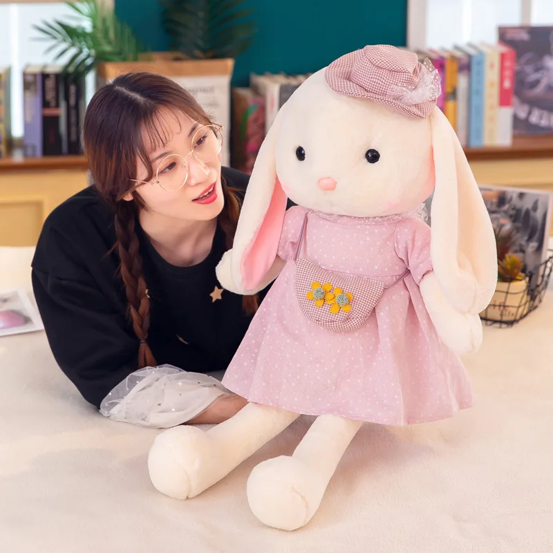 

Kawaii Rabbits with Small Hats Plush Animals Toys Stuffed Bunny Soft Baby Kids Sleep Accompany Sleep Pillow Doll Birthday Gifts