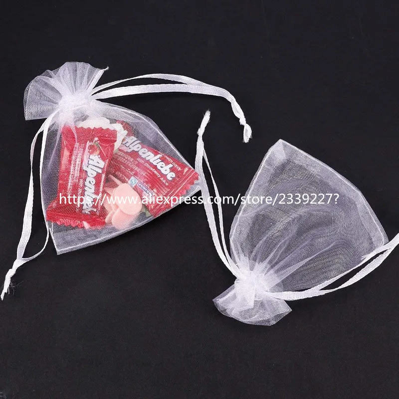 50 шт. белая органза сумки на шнурке подарочные конфеты ювелирные изделия