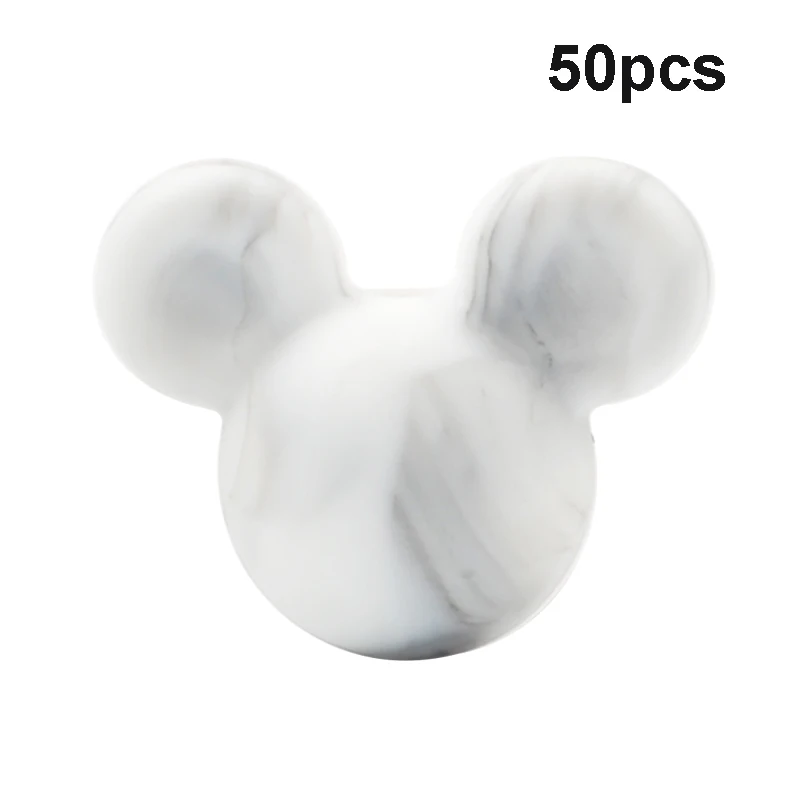 Marble LOFCA 50 шт силиконовые бусины для прорезывания зубов Микки детские бусины для прорезывания зубов силиконовые бусины пищевого качества BPA бесплатно DIY Изготовление ожерелий с подвесками - Цвет: Marble