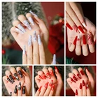24 шт. рождественские носимые балетные искусственные ногти снежинки матовые ногти искусственные Типсы для маникюра украшение