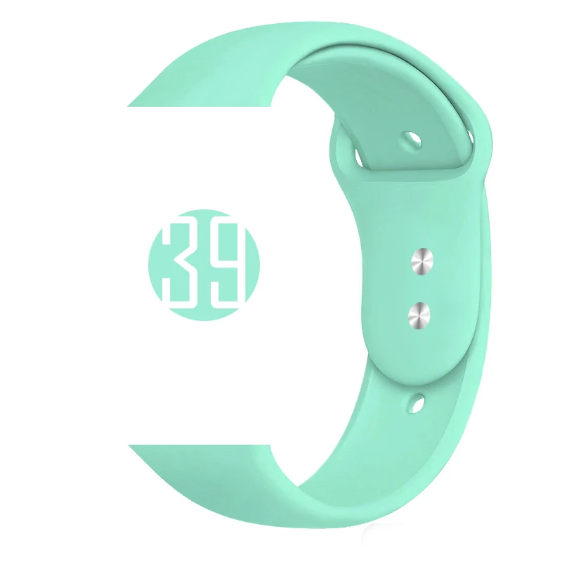 39 Brilliant Green Цветной мягкий силиконовый спортивный ремешок для Apple Watch Series 5 4 3 2 1 38 мм 42 мм резиновый ремешок для часов iWatch 5 4 40 мм 44 мм - Цвет ремешка: 39 Brilliant Green