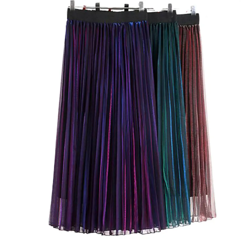 Женские градиентные марлевые плиссированные юбки с высокой талией женская