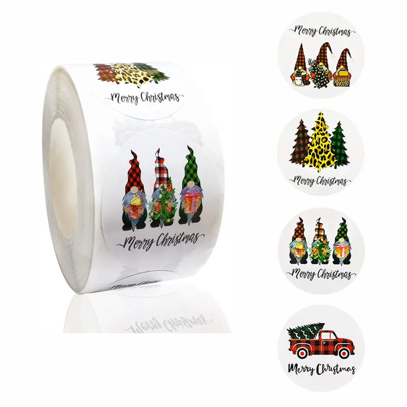 

500pcs Merry Christmas Stickers Christmas Gnome Doll Candy Bag Sealing Sticker Christmas Gifts Box Labels Decorations New Year