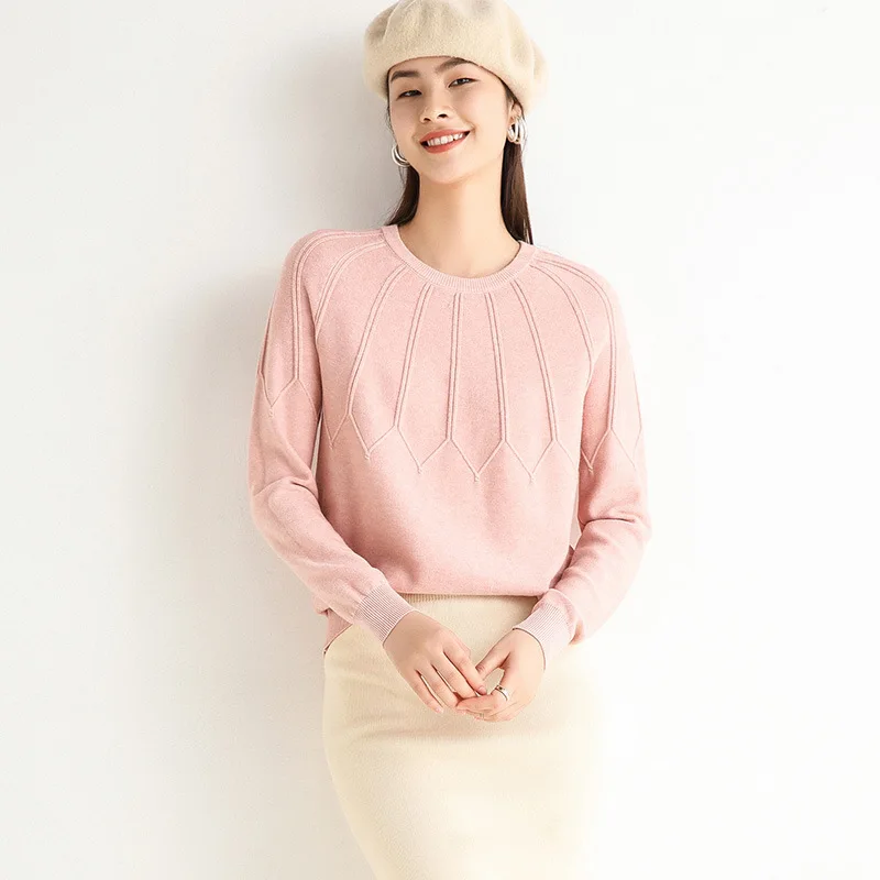 

Style for Autumn and Winter round Neck Jacquard Knitted Sweater Women's Knitted Sweater All-match Bottoming Shirt Women