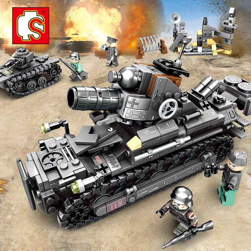 

4 in 1 Iron Empire Super Tank Combat Vehicle Boy Diy Stitch building blocks toy for kid's birthday gift