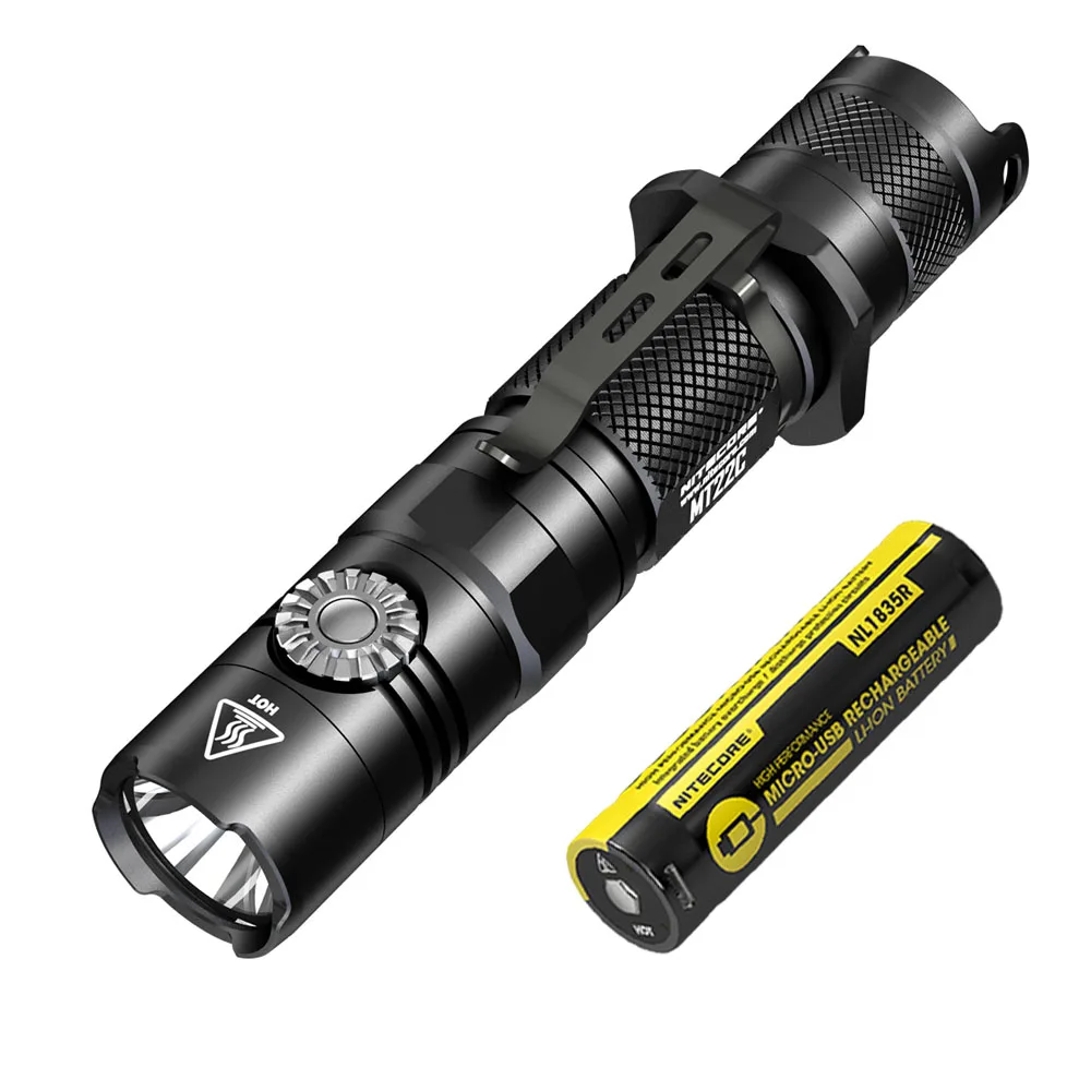 MT22C NL1835R NITECORE MT22C тактический фонарик CREE XP-L HD V6 Макс 1000 люмен 8600cd поворотный переключатель луч бросать 185 измерительный прибор наружный поисковый фонарь - Испускаемый цвет: MT22C NL1835R