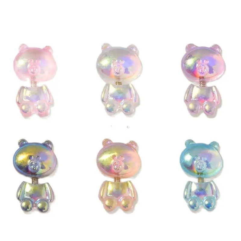 

100 шт. Корея Аврора тряски Медведь Дизайн ногтей Аксессуары Для УФ гель ногтей дизайн маникюра симфония Медведь 3D декорации 10,5*16,5 мм