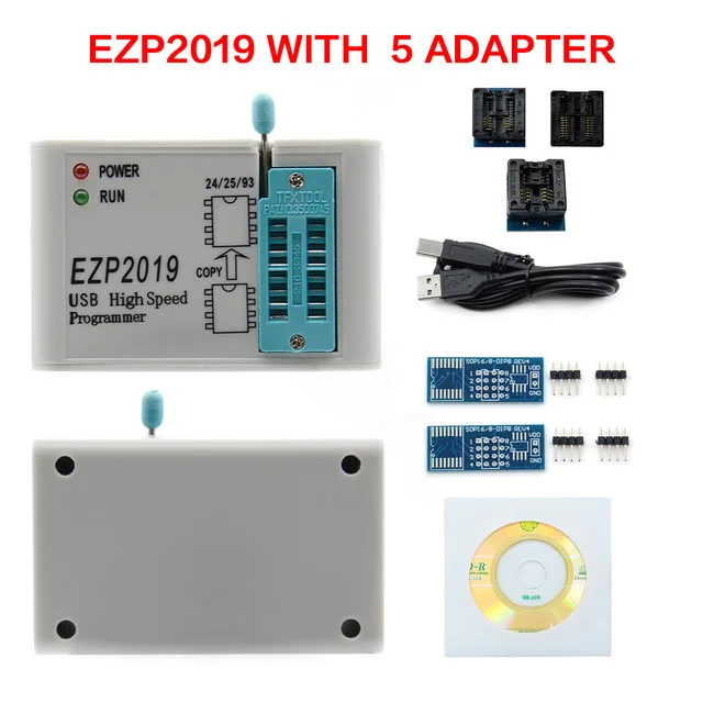 ezp 2019 5adpter EZP высокоскоростной USB программатор EZP2019 с 12 разъемами Поддержка 24 25 26 93 EEPROM 25 флэш-чип биос поддержка WIN7 и WIN8 - Цвет: ezp 2019 5adpter