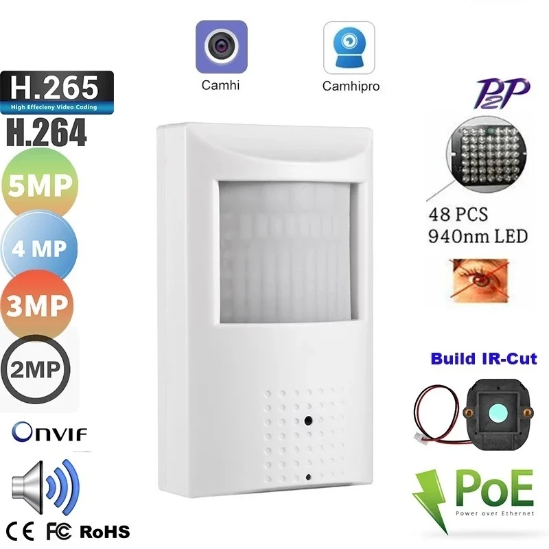 Мини-Wi-Fi IP-камера Невидимый звук 2MP / 5MP HD Внутренний PIR Стиль Скрытая безопасность