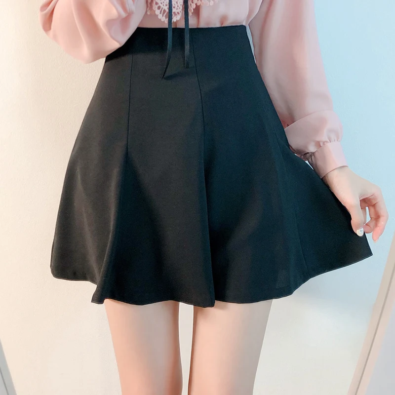 

Limiguyue New Style Korean Solid Flared Skirt High Waist Women Short Pleated Skirt Dance Mini EtekJupe Sexy Casual Bottoms K942